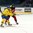 SPISSKA NOVA VES, SLOVAKIA - APRIL 20: Canada's Jett Woo #8 and Sweden's Timothy Liljegren #6 chase down a loose puck during quarterfinal round action at the 2017 IIHF Ice Hockey U18 World Championship. (Photo by Steve Kingsman/HHOF-IIHF Images)

